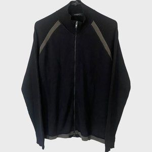 Jeordie's Italia Merino Wool Sweater Jacket Men's XL Black Full-Zip Long-Sleeve